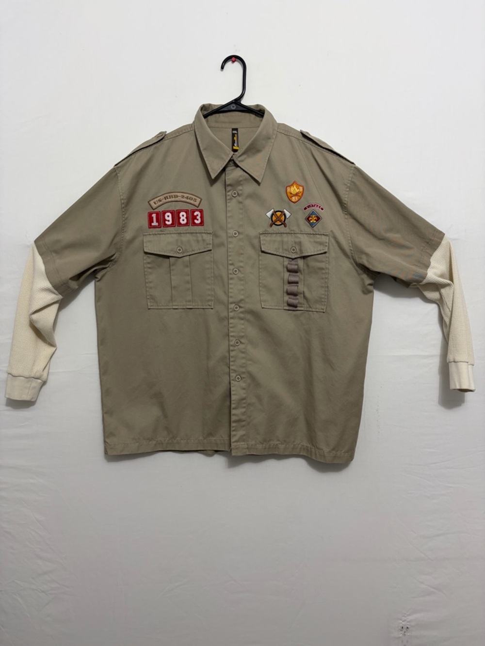 Raw Blue 2XL Military Utility Shirt Streetwear Patch Tactical Button Up(A542)